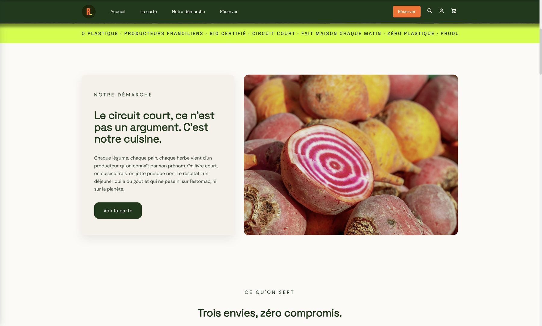 Page « Notre démarche » d'une boutique Gillia